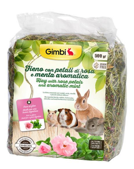 Fieni e erbette > GIMBI Fieno con petali di rosa e menta aromatica | GIMBORN