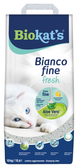 Lettiere agglomeranti > Biokat's* Bianco fine fresh con Aloe Vera** 10KG | GIMBORN