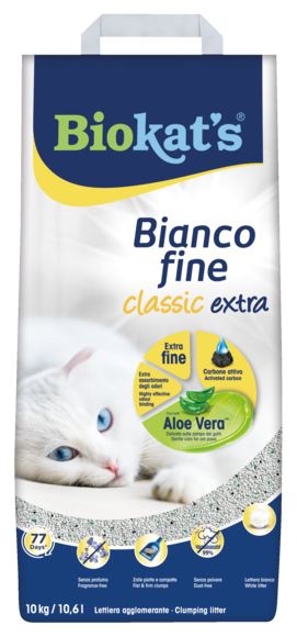 Lettiere agglomeranti > Biokat's* Bianco fine classic extra con Aloe Vera** 10KG | GIMBORN