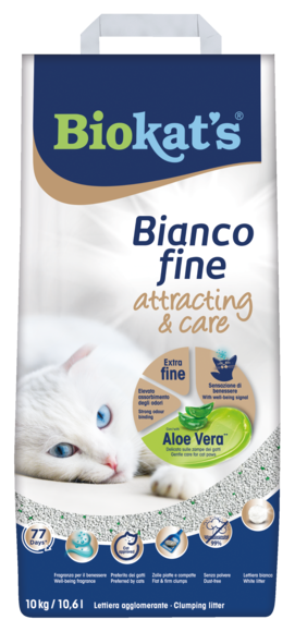 Clumping litters > Biokat's* Bianco fine attracting & care with Aloe Vera** 10KG | GIMBORN